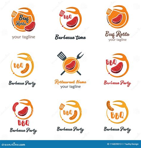 Set Of Modern Food Logo Template Vector Illustration Creative F Stock