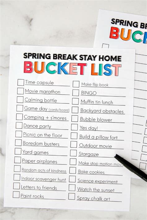 Spring Break Stay Home Bucket List In 2020 Spring Break Bucket List