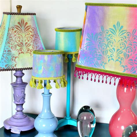 Boho Lampshade Makeovers With Thrift Score Lamps And A Gel Press