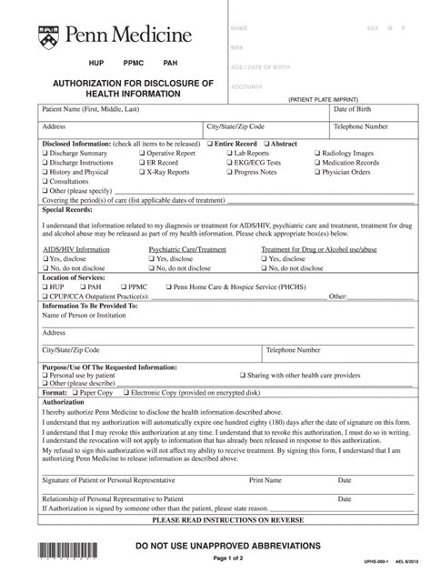Penn Medicine Medical Records Release Form Fill Out And Sign Online Dochub