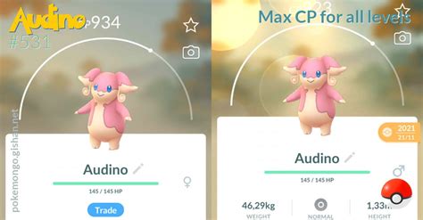 Audino Max Cp For All Levels Pokemon Go