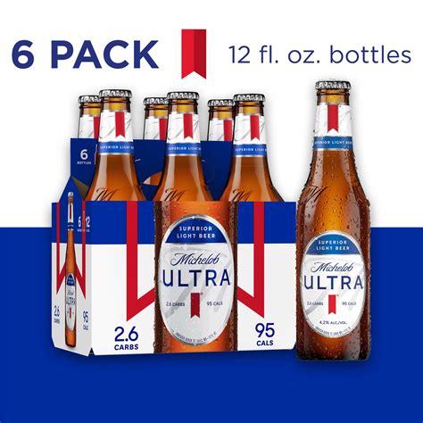Michelob Ultra Light Beer 6 Pack Beer 12 Fl Oz Bottles 42 Abv