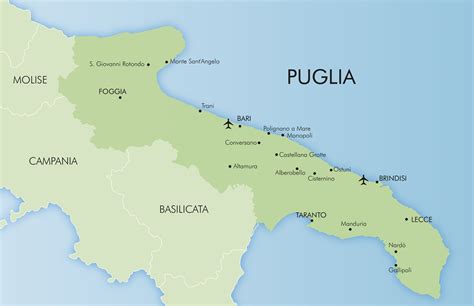 Map Of Puglia Italy With Cities And Towns Europe Map With Countries