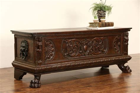 Sold Italian Cassone 1700s Antique Dowry Chest Or Trunk Carved