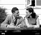 From left: Niven Busch with wife Teresa Wright, ca. 1940s Stock Photo ...