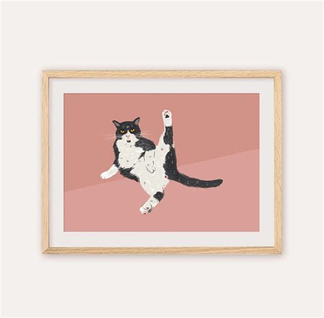 Funny Cat Art Tuxedo Cat Print Cat Poster