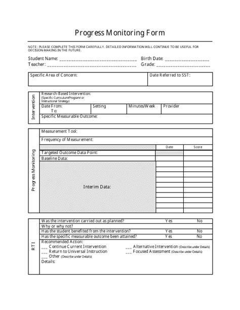 Student Progress Monitoring Form Fill Out Sign Online And Download