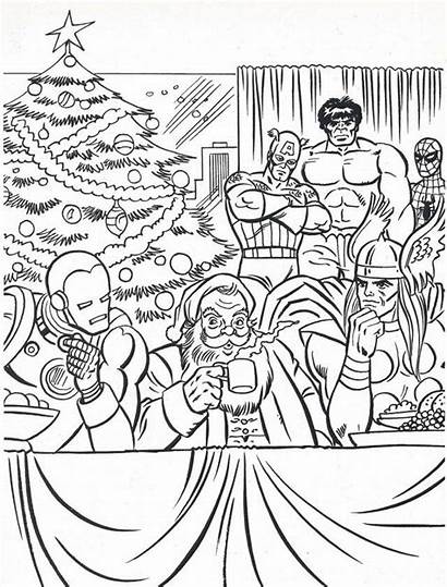 Coloring Marvel Pages Christmas Superhero Super Heroes