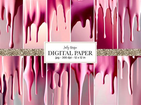 Pink Dripping Paint Digital Paper Graphic By Jallydesign · Creative Fabrica