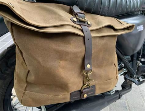 Personalized Motorcycle Saddle Bag Waxed Canvas Messenger Bag Etsy