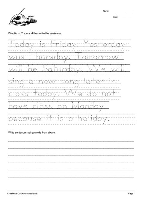 Untitled Worksheet Handwriting Worksheet Quickworksheets