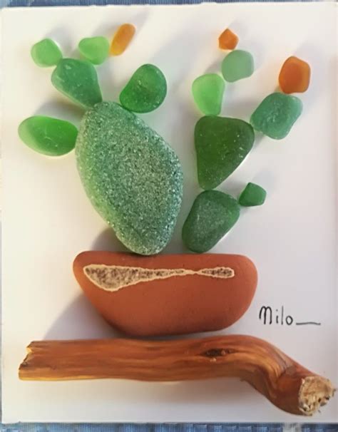 Cactus With Sea Glass Sea Crafts Sea Glass Crafts Seashell Crafts Rock Crafts Broken Glass