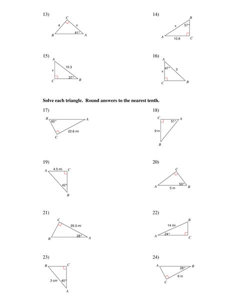 It lets us find the lengths of the sides when the degrees of its angles. 10 Best Images of Trigonometry Worksheets With Answer Key - Special Right Triangles Worksheet ...