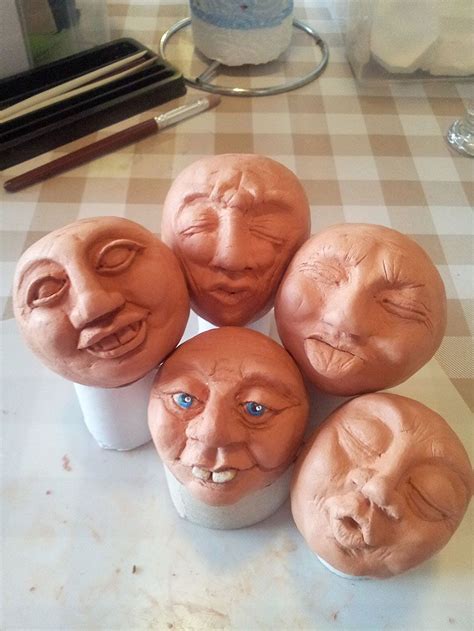 Clay Faces Made From Air Drying Clay