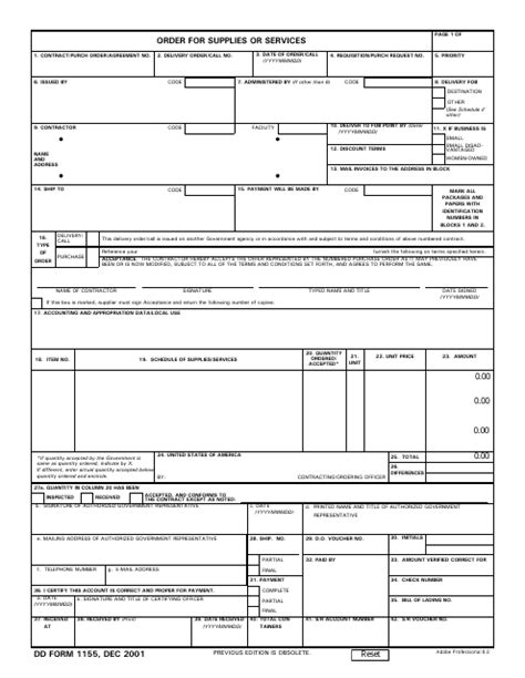 Dd Form 1155 Download Fillable Pdf Order For Supplies Or Services