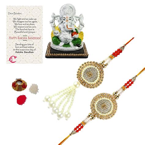 Buy Ecraftindia Bhaiya Bhabhi Rakhi Set With Decorative Lord Ganesha
