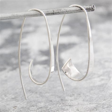 Flared Ribbon Sterling Silver Hoop Earrings By Otis Jaxon Sterling Silver Hoops Modern Hoop