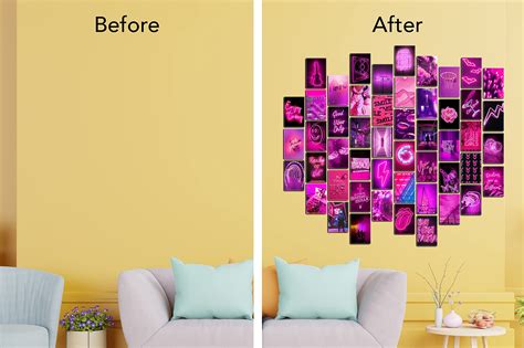 koll decor pink wall collage kit 50 set 4 x6 prints aesthetic wall images neon posters hot