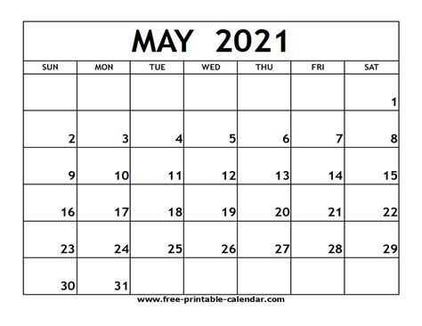 2021 Printable Calendar Free Calendar Printables Free Templates