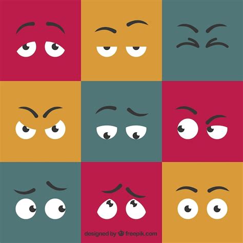 Cartoon Expressive Eyes Set Vector Free Download