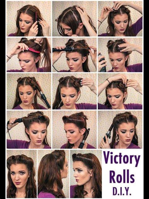 Step By Step Pinup Hairstyle Vintage Pinup Hair Tutorial Hair Styles Vintage Hairstyles