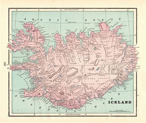 1898 Antique ICELAND Map Gallery Wall Art Map Of ICELAND Etsy