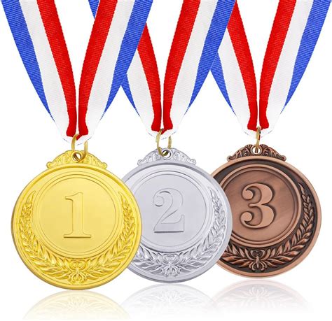 Caydo 3 Pieces Gold Medal Set Metal Gold Silver Bronze Award Medals