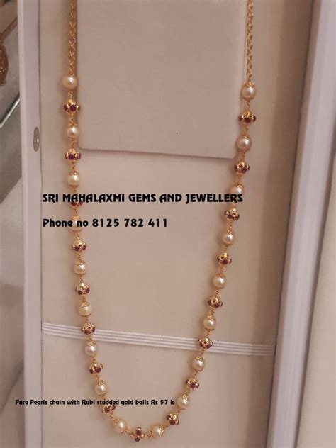 Simple Pearl Chain Designs In Gold
