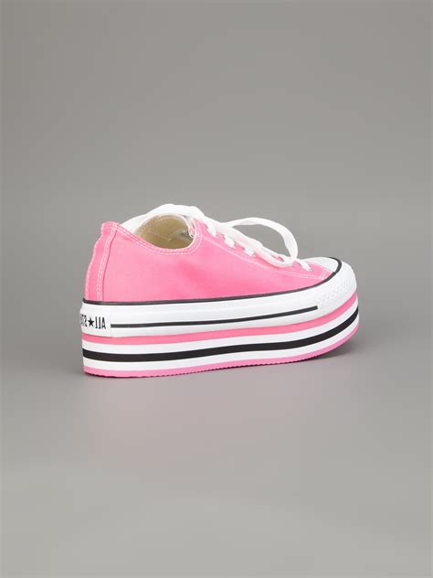 Converse Platform Lace Up Trainer In Pink And Purple Pink Lyst