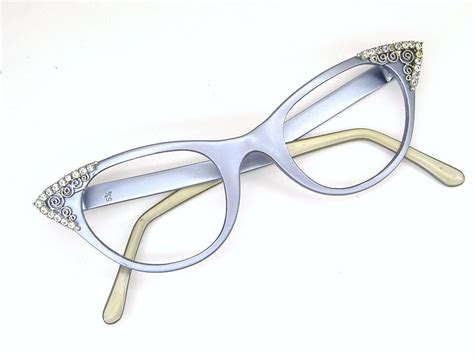 vintage 50s cat eye eyeglasses frame purple with rhinestones etsy fashion eye glasses