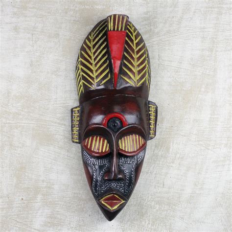 Handmade African Wood Mask With Bird Beak Eyelash Bird Novica