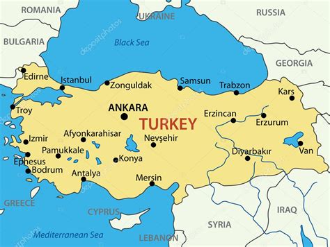 Rússia, cazaquistão e turquia são, ao mesmo tempo. República da Turquia - mapa do vetor — Vetor de Stock ...