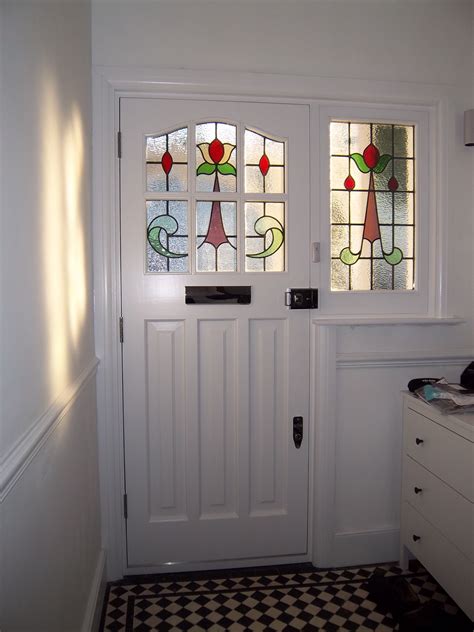 Six Light Accoya Handmade Door With Leaded Glass Double Glazed Unit Stained Glass Door