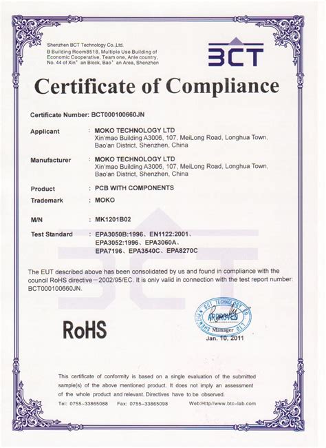 Certificate Of Manufacturing Certificate Of