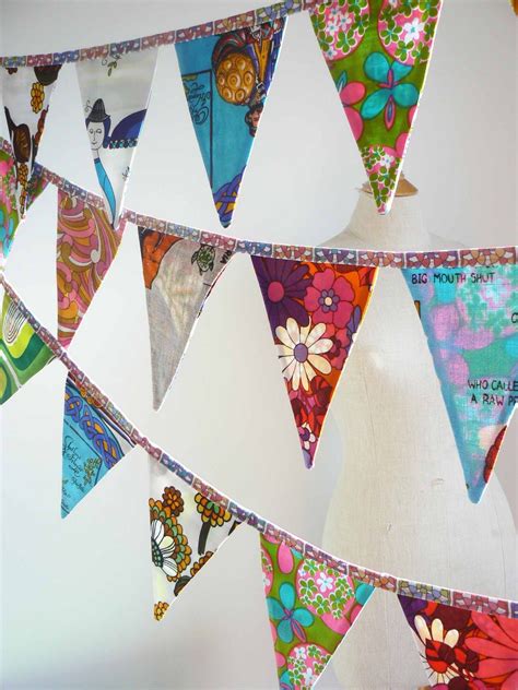 Inspiration Bunting Banner Made From Vintage Fabrics And Tea Towels