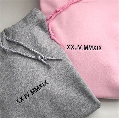 Roman Numeral Personalised Hoodies For Couples Custom Design Etsy