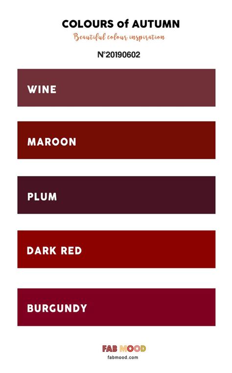 Pretty Autumn Color Palette Of Wine Maroon Plum Dark Red Maroon