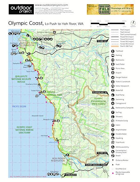 Olympic South Coast Wilderness Trail La Push To Hoh River Trail Map