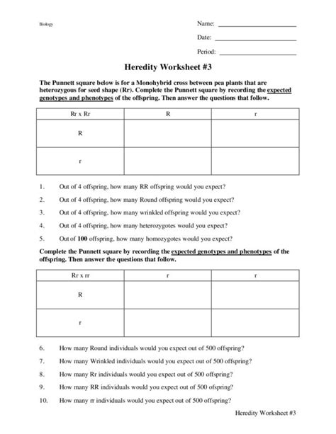Heredity Worksheet 3 Worksheet For 8th 12th Grade Lesson Planet