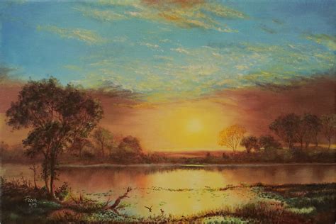 Sunset Oil Painting Landscape By Notokfun On Deviantart