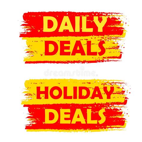 Daily And Holiday Deals Yellow And Red Drawn Labels Stock Illustration