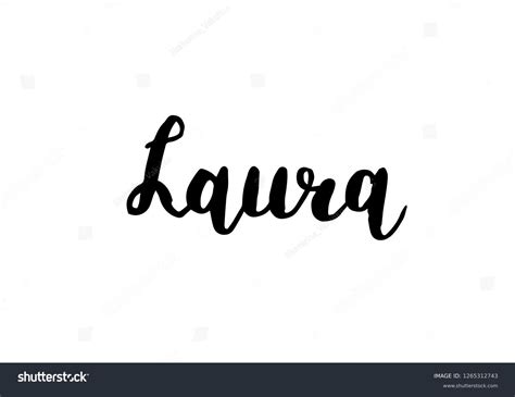 Female Name Laura Handwritten Lettering Black Vector Có Sẵn Miễn Phí
