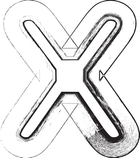 Grunge Font Huruf X Gambar Tepi Alfabet Vektor Tepian Menggambar