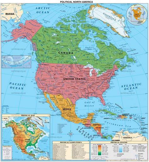 Населення і політична карта Північної Америки
