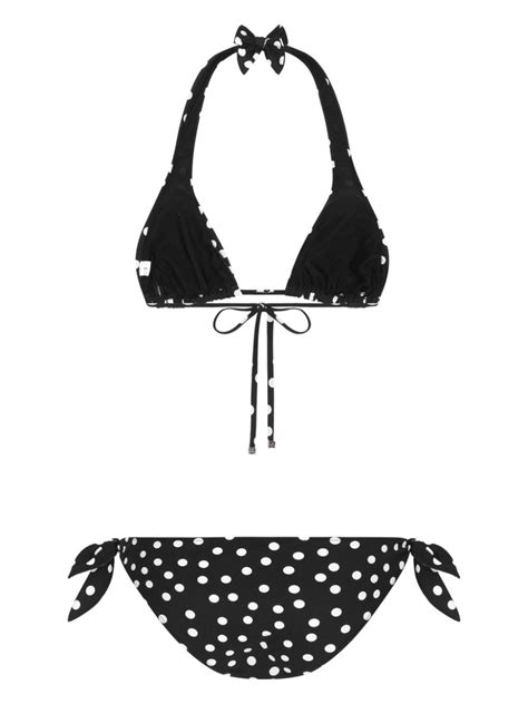 dolce and gabbana polka dot print triangle bikini set farfetch
