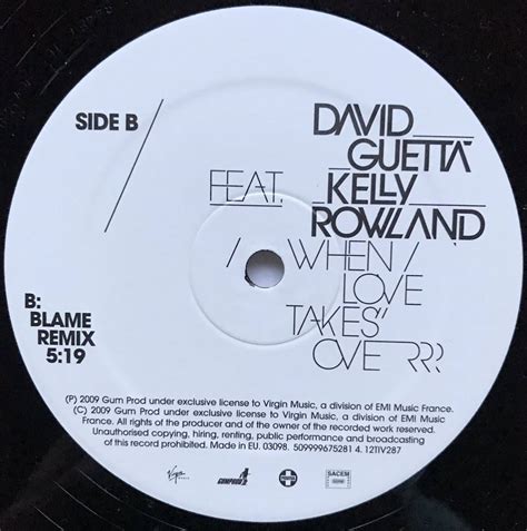 2009年 Uk盤 David Guetta When Love Takes Over Feat Kelly Rowland Black