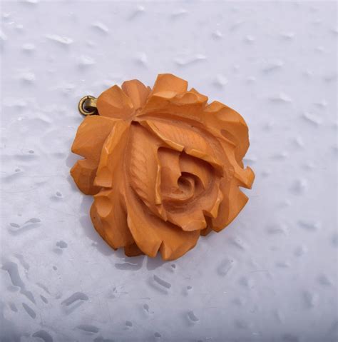 Carved Bakelite Rose Pendant From Wrightglitz On Ruby Lane