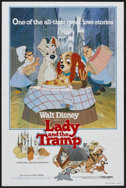 Lady And The Tramp Original Disney 27x41 One Sheet Movie Poster 23999