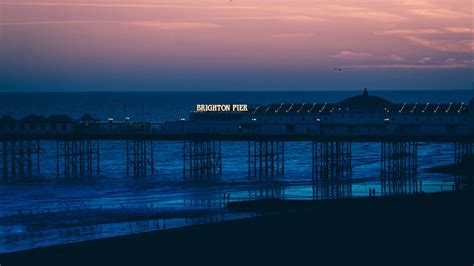 Brighton Pier Beach Sunset Sea 4k Hd Wallpaper