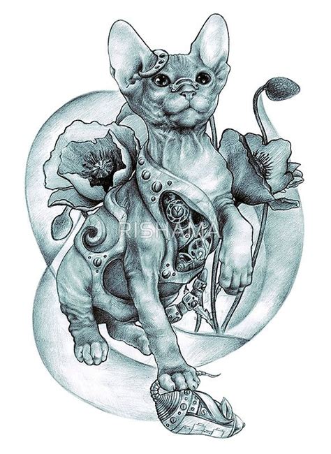Steampunk By Rishama Steampunk Tattoo Kitten Tattoo Vintage Art Prints